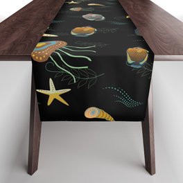 Seamless pattern with cute decorative fishes Table Runner