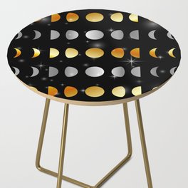 Celestial Moon phases and stars in silver and gold Side Table