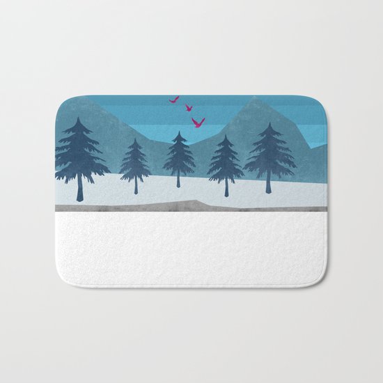 Birds flying high Bath Mat