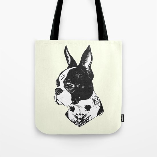Dog - Tattooed BostonTerrier Tote Bag