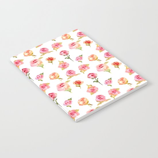 Rosarium. Hand drawn watercolor pattern Notebook