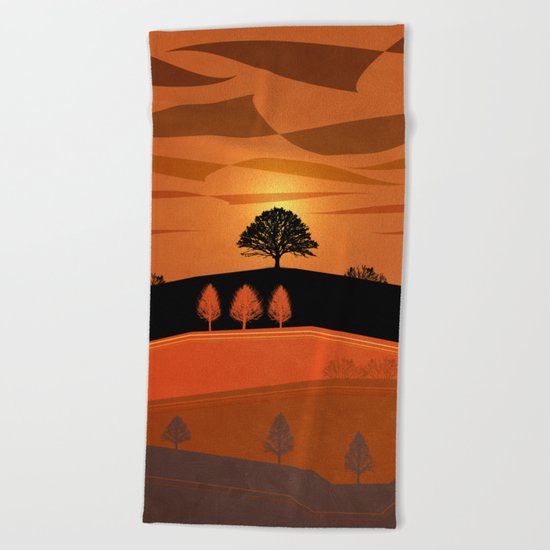 Retro Sunset Beach Towel