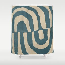 Moroccan Minimalism Print Blue Shower Curtain