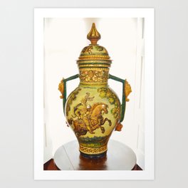 Colorful porcelain vase in medieval luxury castle Art Print
