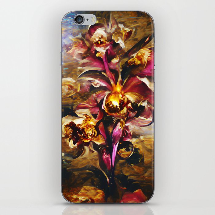 Orchid blossoms baroque oil painting iPhone Skin