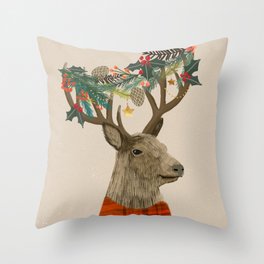 Christmas Deer Throw Pillow