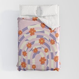 Retro Daisy Flowers on Arches Duvet Cover