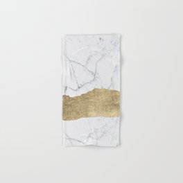 Elegant faux gold foil gray white modern marble Hand & Bath Towel