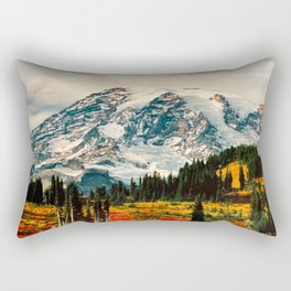 Autumn Paradise Mt. Rainier Scenic Landscape Rectangular Pillow