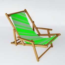 [ Thumbnail: Dark Sea Green & Lime Colored Lines/Stripes Pattern Sling Chair ]