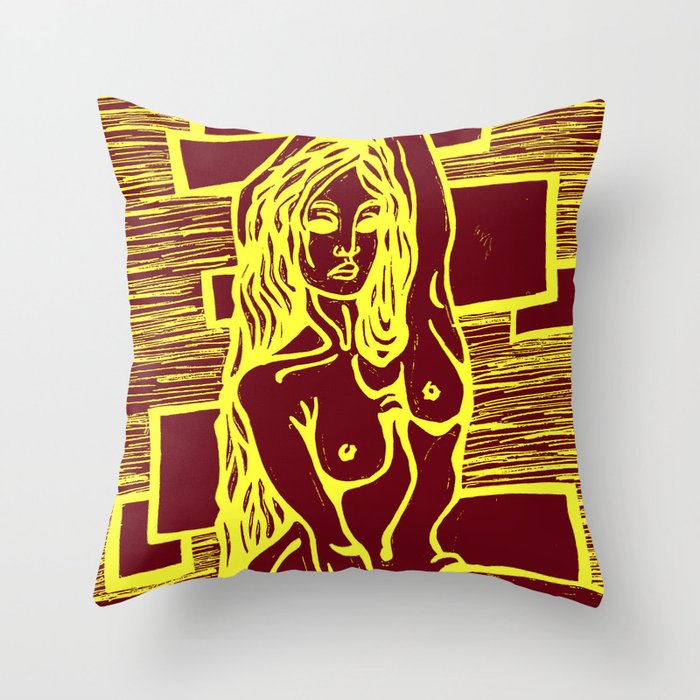 Square nude in chrome Throw Pillow