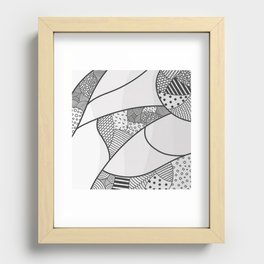 Geometric various pattern in gradient (white and gray) color blocks background Recessed Framed Print