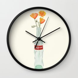 California Dreaming ~ Vintage Cola Bottle & Flowers Wall Clock