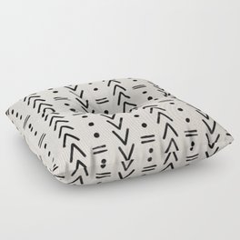 Mudcloth Black Geometric Shapes in White  Floor Pillow