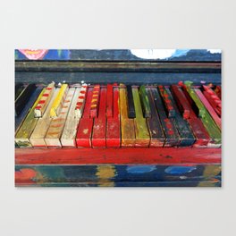 Arts and crafts colorful painted piano keys musical color photograph / photography for home and wall decor Canvas Print