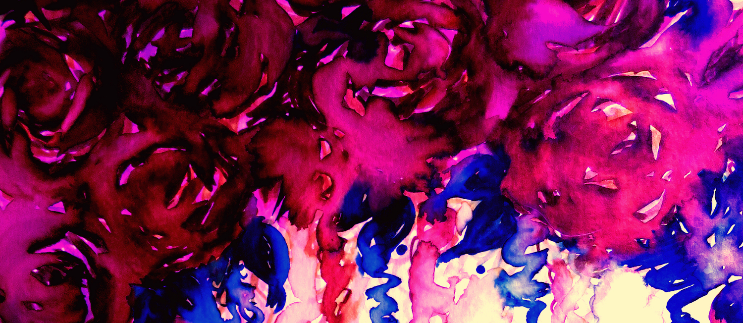 Petals On Parade Oxblood Marsala Red Royal Blue Floral Abstract