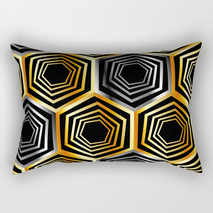 Gold and silver hexagonal composition Rectangular Pillow