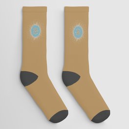 Steering Ship and Blue Circle on Gold Socks