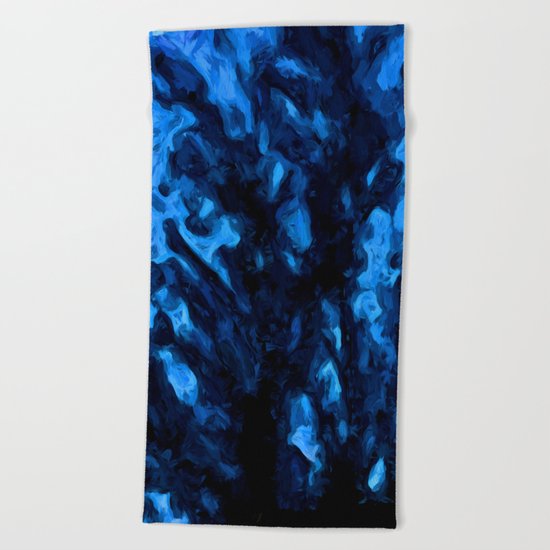 Black Branches in the Blue Wind Beach Towel