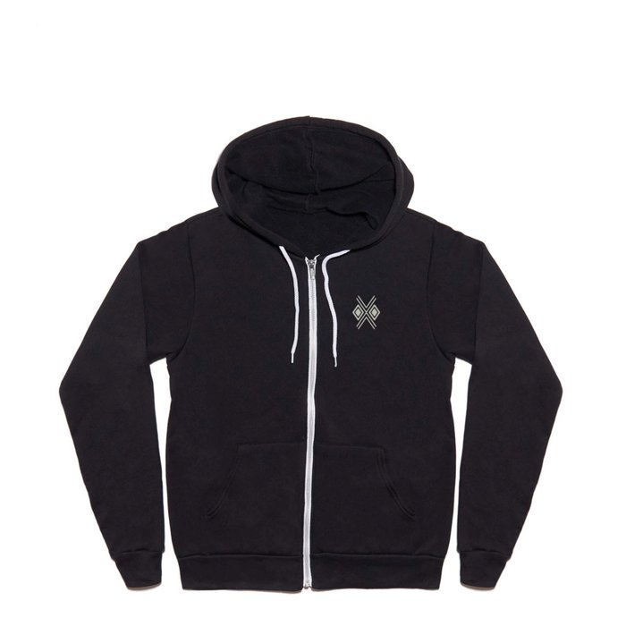 Zabzus - olive tribal square with diamonds - ethnic tile pattern Full Zip Hoodie