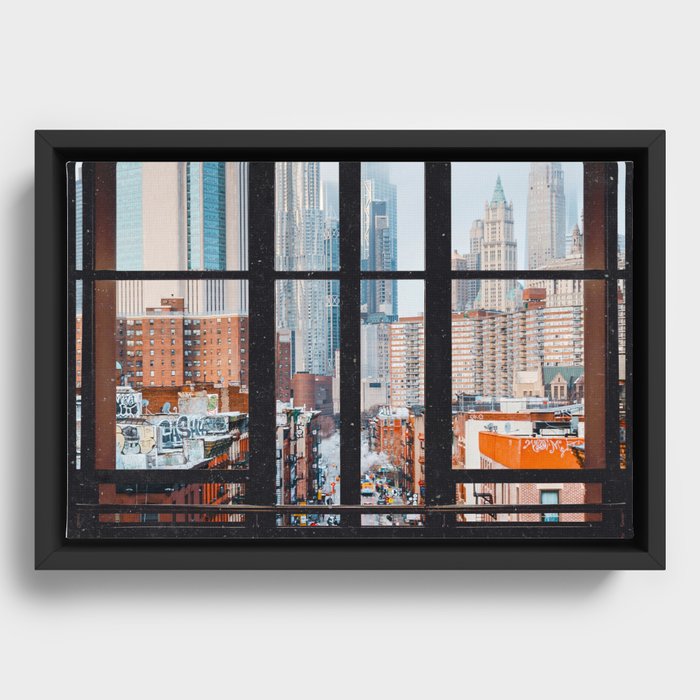 New York City Window Framed Canvas