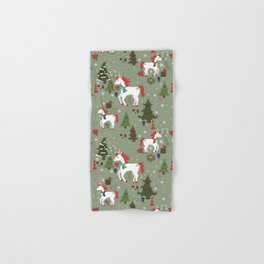 Christmas Winter Unicorn Pattern Hand & Bath Towel