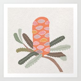 Australian native banksia flower with modern abstract colourful patterns Art Print