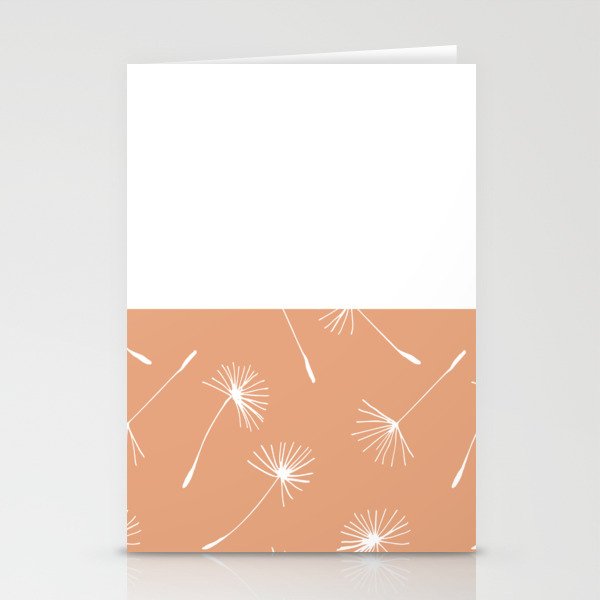 White Dandelion Lace Horizontal Split on Peach Orange Stationery Cards