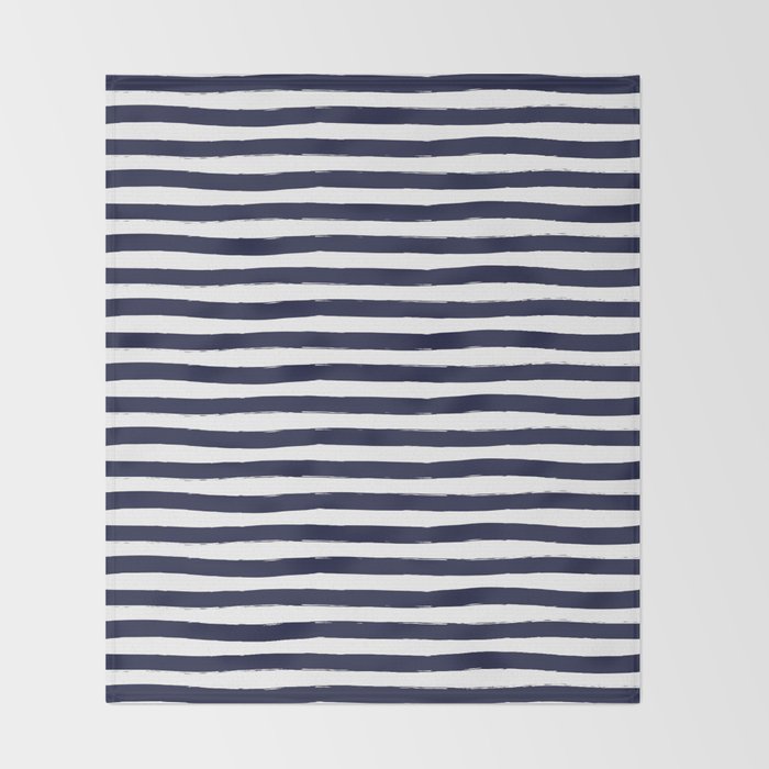 Navy Blue And White Horizontal Stripes Throw Blanket By Seafoam12 Society6