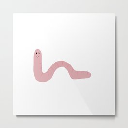 Wiggles the worm Metal Print | Drawing, Print, Wallart, Unique, Independentartist, Tshirtprint, Illustration, Funny, Quirky, Pink 