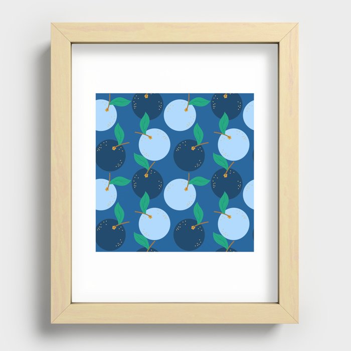 Blue Fruit Pattern Recessed Framed Print