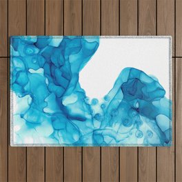 Ocean Blue 4322-1 Modern Abstract Alcohol Ink Painting by Herzart Outdoor Rug