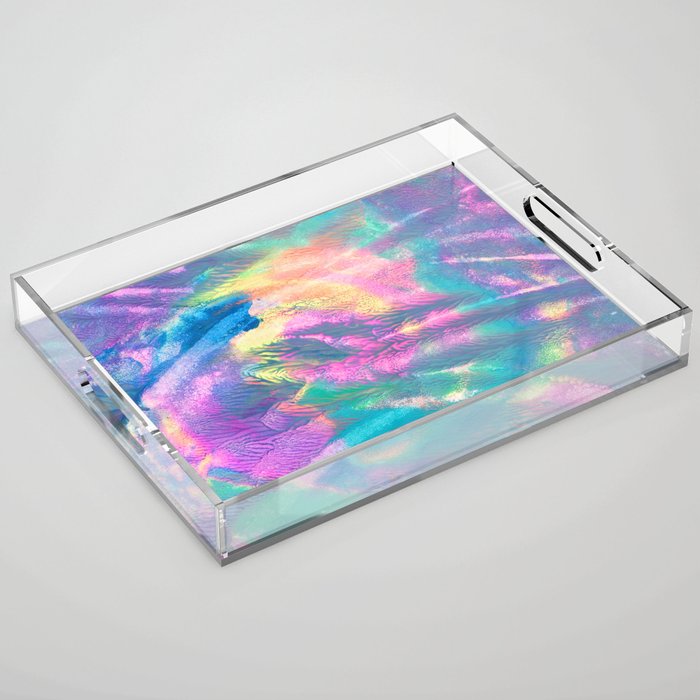 Rainbow Tie Dye Abstract Painting Acrylic Tray