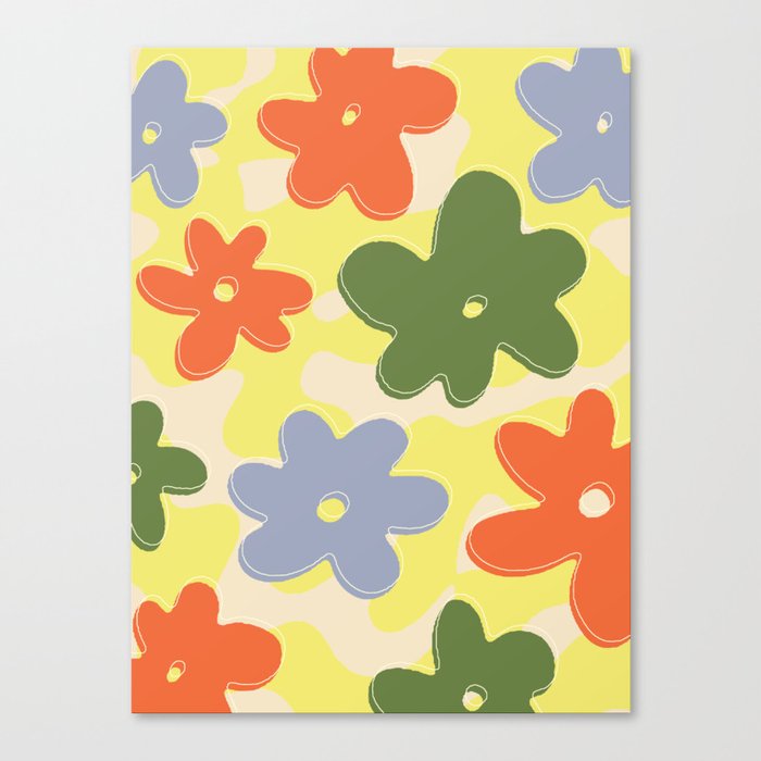 Field Of Flowers (Retro Colors) Canvas Print