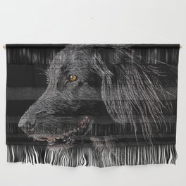 So Cool, Black Flat Coated Retriever Dog - Brick Block Background Wall Hanging