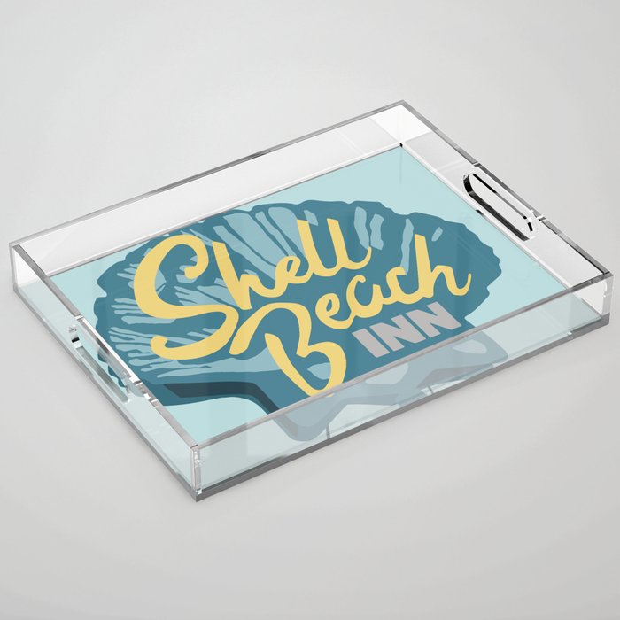 Shell Beach Inn Vintage Sign Acrylic Tray