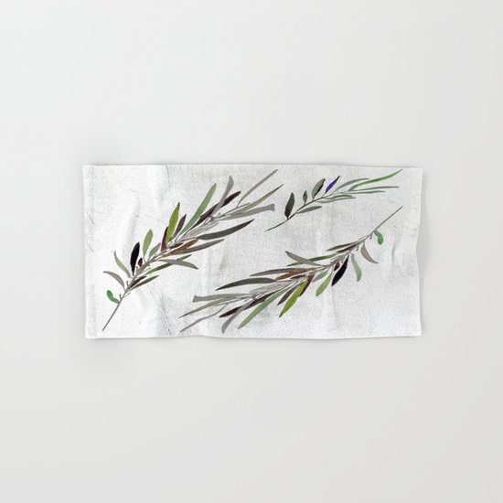 Eucalyptus Leaves White Hand & Bath Towel