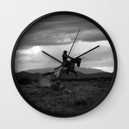 Black and White Cowboy Being Bucked Off Wall Clock