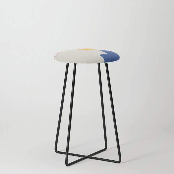 Abstract Geometric Color Block Counter Stool