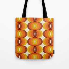 Orange, Brown, and Ivory Retro 1960s Wavy Pattern Tote Bag