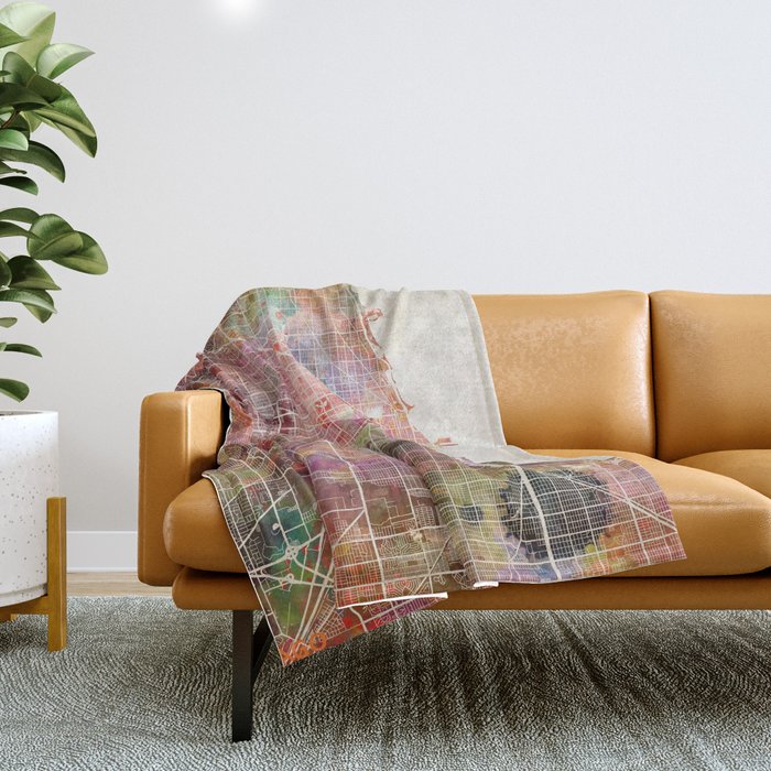 Chicago map Throw Blanket