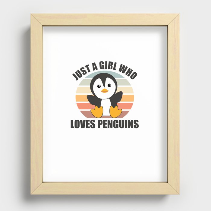 Just One Girl Who Loves Penguins - Cute Penguin Recessed Framed Print