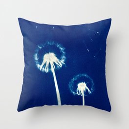 Cyanotype - Dandelion #1 Throw Pillow