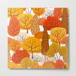 Autumn Trees abstract Metal Print | Minimalist, Nature, Pattern, Environmentday, Magical, Planet, Outdoor, Vintage, Autumn, Seamless 