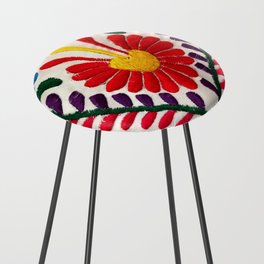 Red Mexican Flower Counter Stool