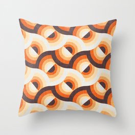 Here comes the sun // brown and orange gradient 70s inspirational groovy geometric suns Throw Pillow