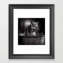 Bath Time for Wolf Framed Art Print