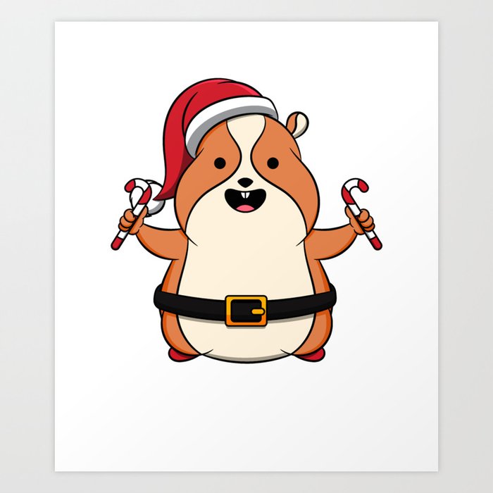Cute Hamster Merry Christmas Candy Kids Gift Idea Art Print By