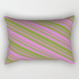 [ Thumbnail: Orchid & Green Colored Stripes/Lines Pattern Rectangular Pillow ]