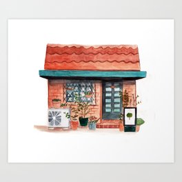 Tokyo house with plants Art Print